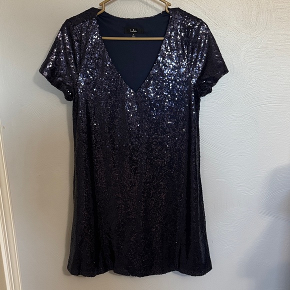 Lulus Dresses & Skirts - Lulu's Navy Sequin Mini Dress